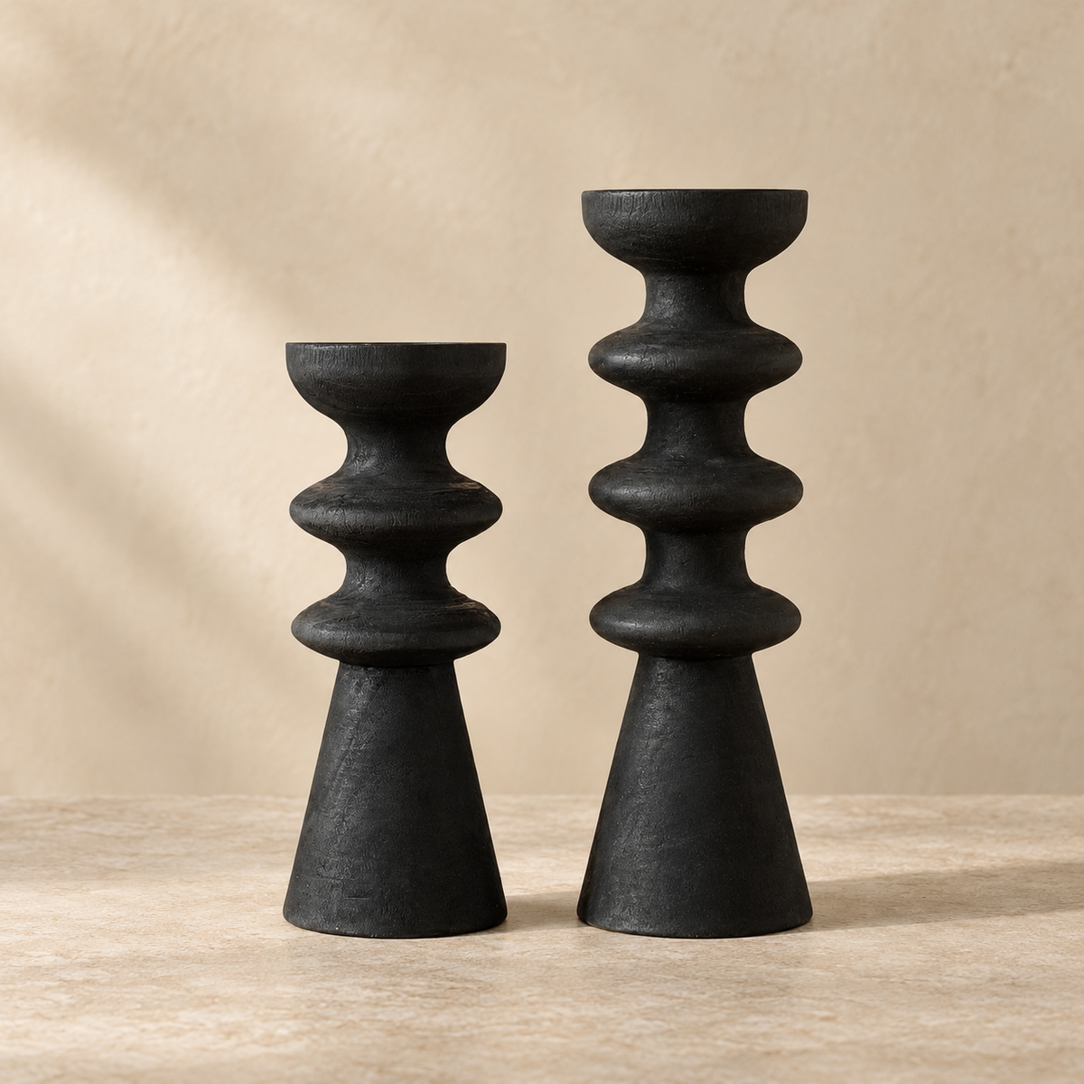 Sculptural Charred Wood Candle Holder Hypersku