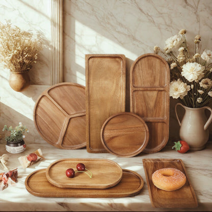 Acacia Wood Serving Tray Collection Hypersku