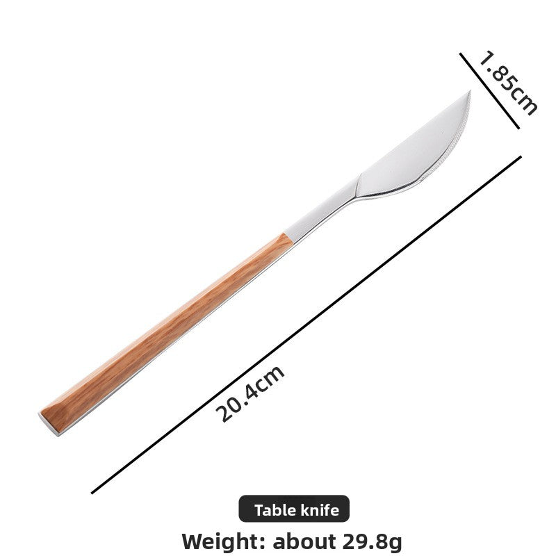 Wood Handle Stainless Steel Cutlery Set 4-Piece Hypersku