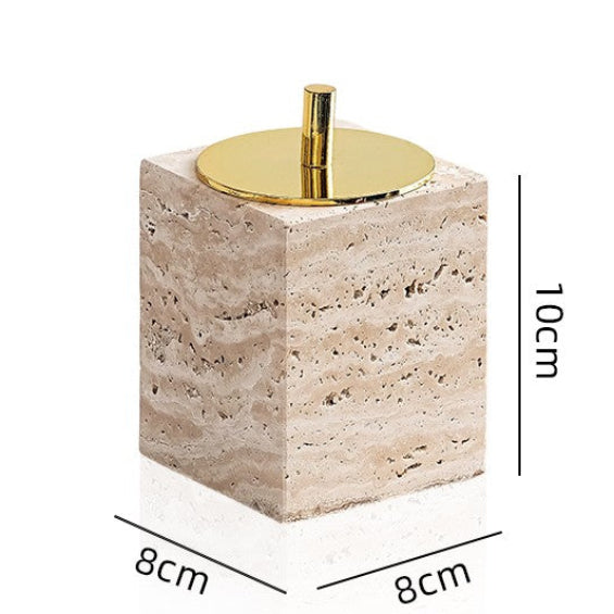 Yellow Travertine Bathroom Toiletry Storage Set Hypersku