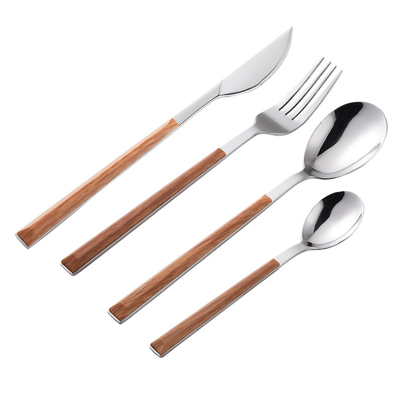 Wood Handle Stainless Steel Cutlery Set 4-Piece Hypersku