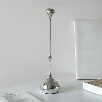 Silver Taper Candle Holder | Sculptural Water Drop Design Hypersku
