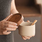 Vintage Ceramic Seasoning Storage Jars with Wooden Spoon Hypersku