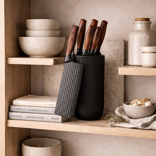 Nordic Ribbed Knife Set with Holder Hypersku