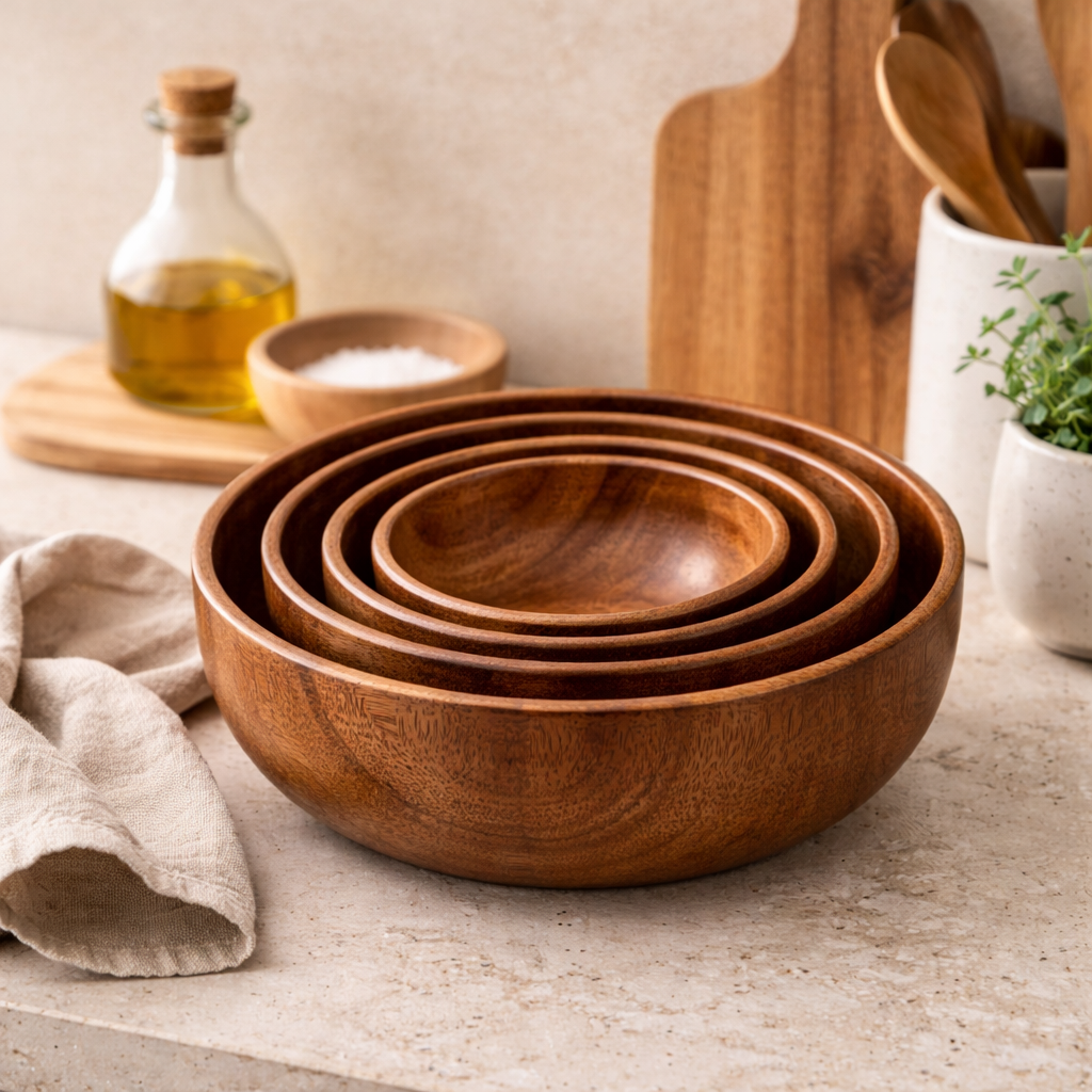 Acacia Wood Bowl — Organic Minimal Form Hypersku
