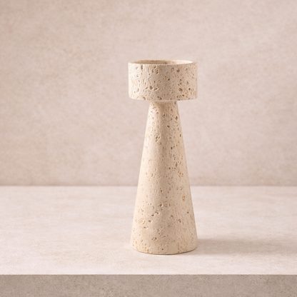 Travertine Taper Candle Holder | Sculptural Wabi-Sabi Design Hypersku