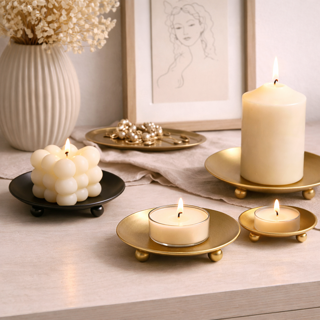 PRICE!!! Iron Candle Plate Holder | Minimalist Nordic Tray Design Hypersku