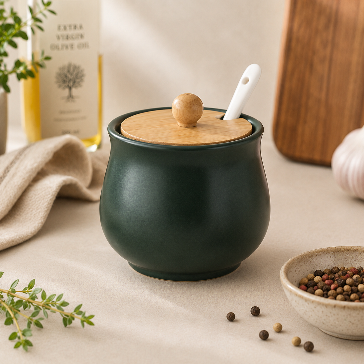 PRICE!!! Ceramic Seasoning Jar Set – Bamboo Lid Hypersku