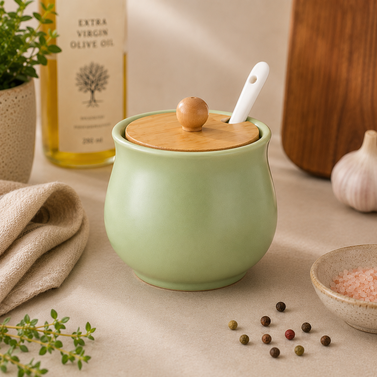 PRICE!!! Ceramic Seasoning Jar Set – Bamboo Lid Hypersku