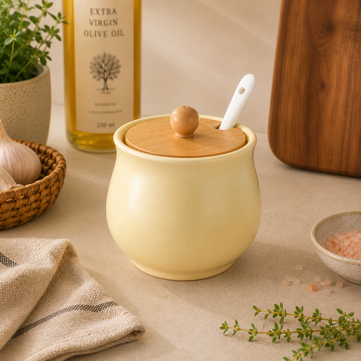 PRICE!!! Ceramic Seasoning Jar Set – Bamboo Lid Hypersku