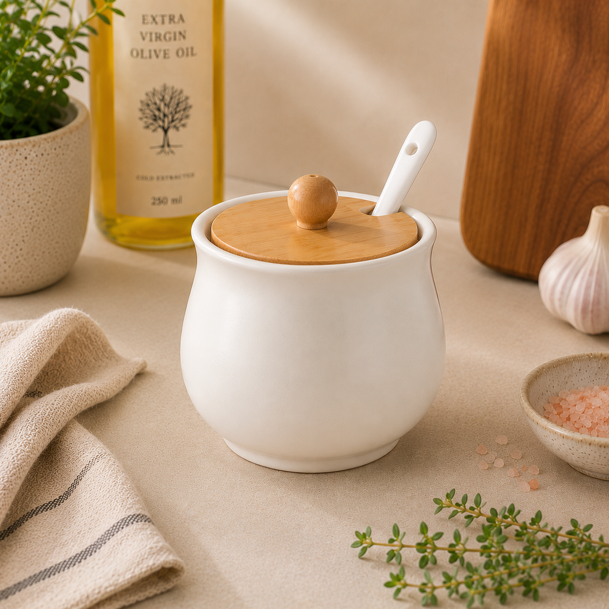 PRICE!!! Ceramic Seasoning Jar Set – Bamboo Lid Hypersku