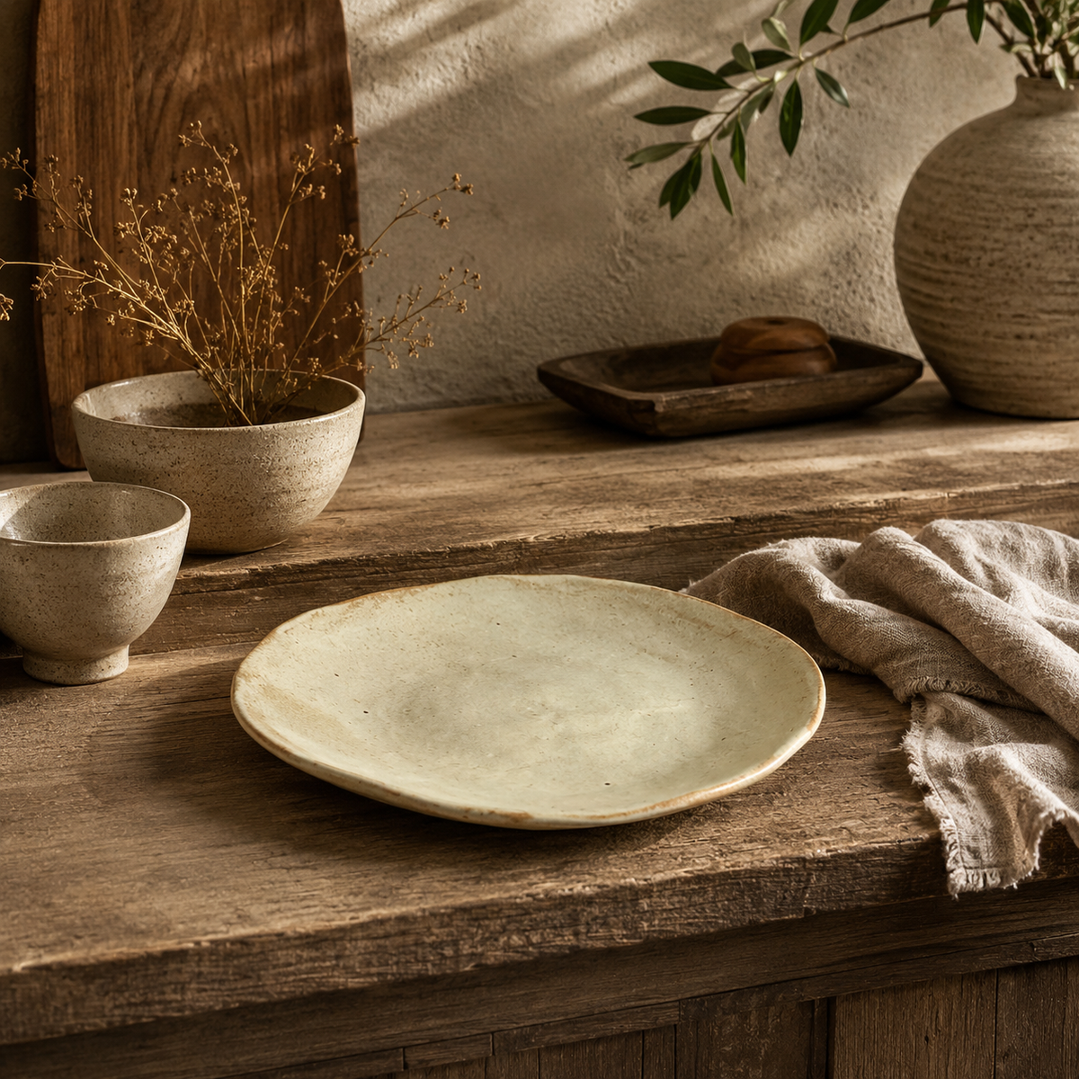 PRICE!!!!! Japanese Rustic Stoneware Plate Hypersku