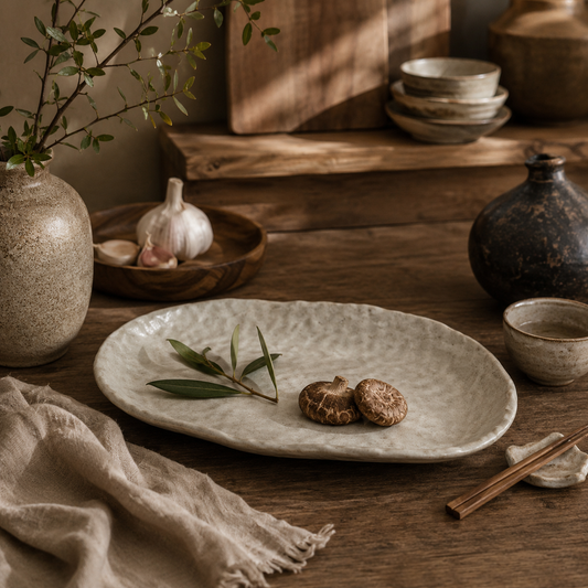 PRICE!!! Japanese Irregular Stoneware Serving Plate Hypersku