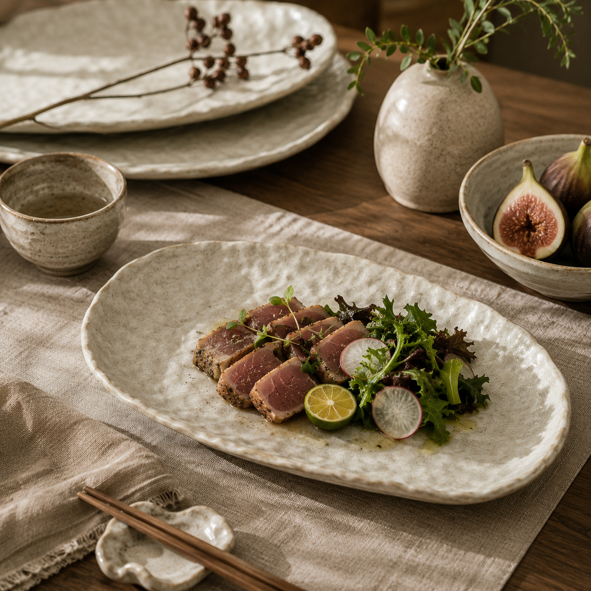 PRICE!!! Japanese Irregular Stoneware Serving Plate Hypersku
