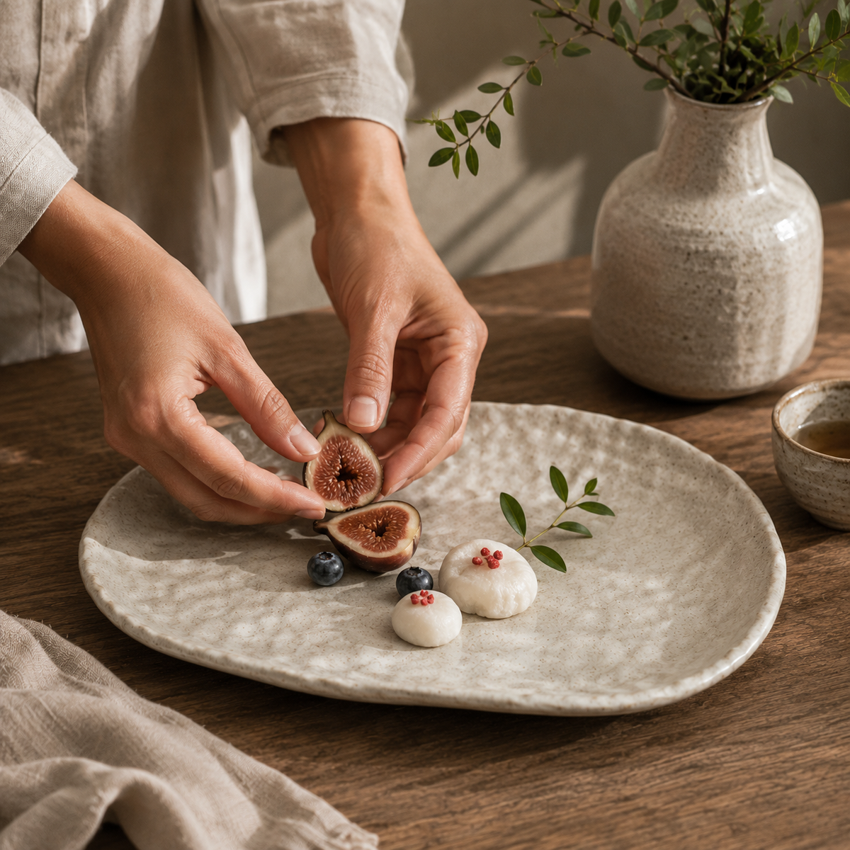 PRICE!!! Japanese Irregular Stoneware Serving Plate Hypersku
