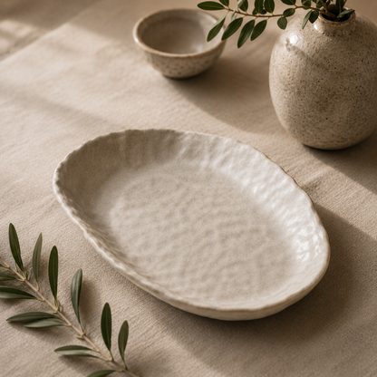 PRICE!!! Japanese Irregular Stoneware Serving Plate Hypersku