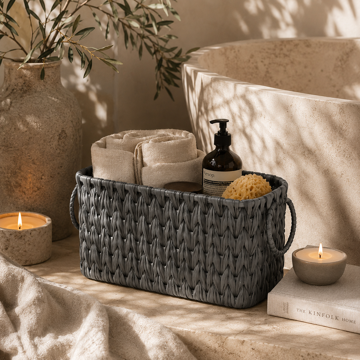 PRICE!!! Handwoven Water Hyacinth Storage Basket Hypersku
