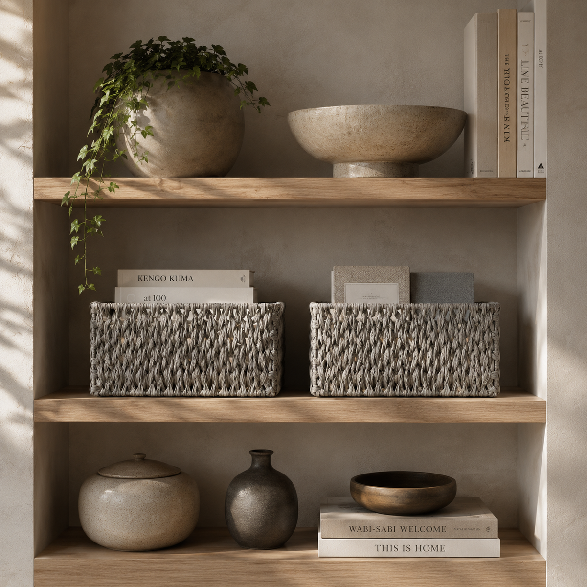 PRICE!!! Handwoven Gray Rattan Storage Basket Hypersku