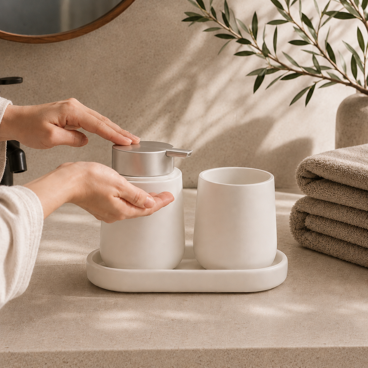 Minimalist Ceramic Bathroom Set Hypersku