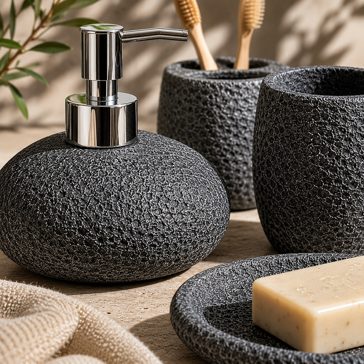 PRICE!!! Sandstone Resin Bathroom Accessory Set Hypersku
