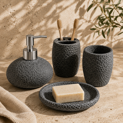 PRICE!!! Sandstone Resin Bathroom Accessory Set Hypersku