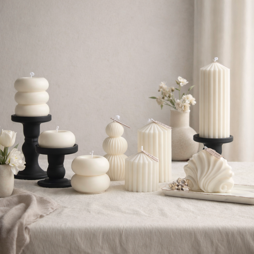 Sculptural Nordic Candle – Minimal White Collection Hypersku