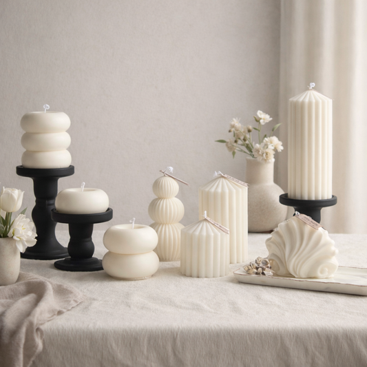 Sculptural Nordic Candle – Minimal White Collection Hypersku