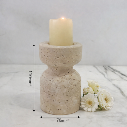 Travertine Stone Candle Holder – Sculptural Minimalist Design Hypersku