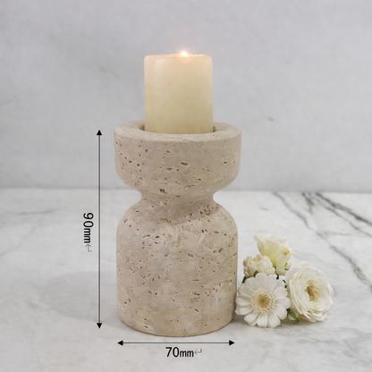 Travertine Stone Candle Holder – Sculptural Minimalist Design Hypersku