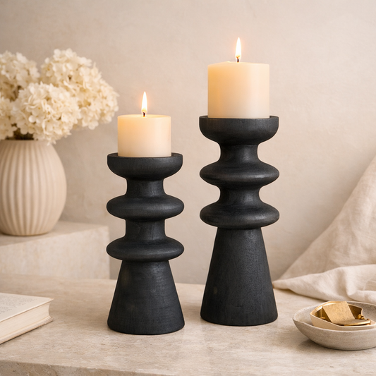 PRICE!!! Carved Wooden Sculptural Candle Holder Hypersku