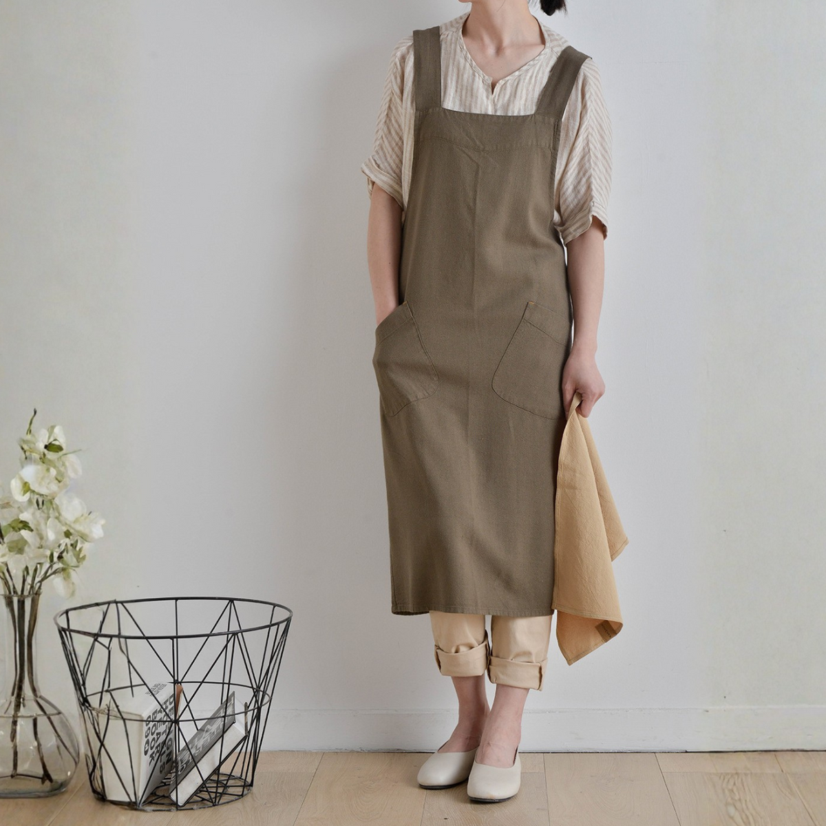 PRICE!!! Cross Back Linen Apron Hypersku