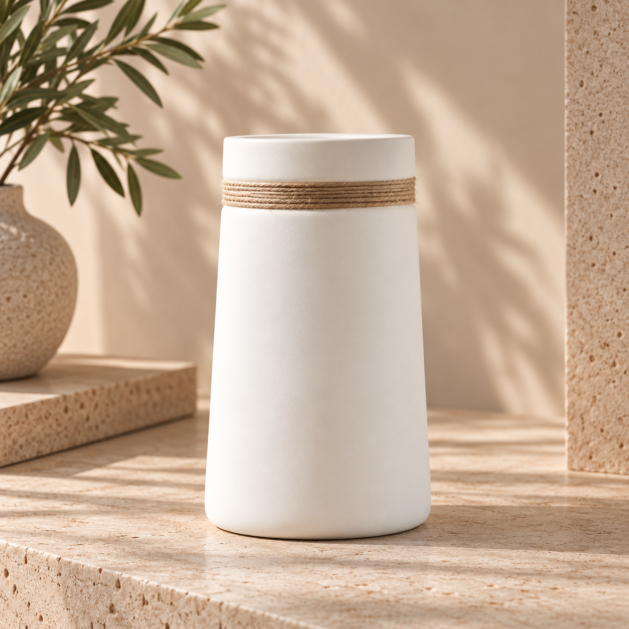 Nordic Ceramic Vase with Rope Detail Hypersku