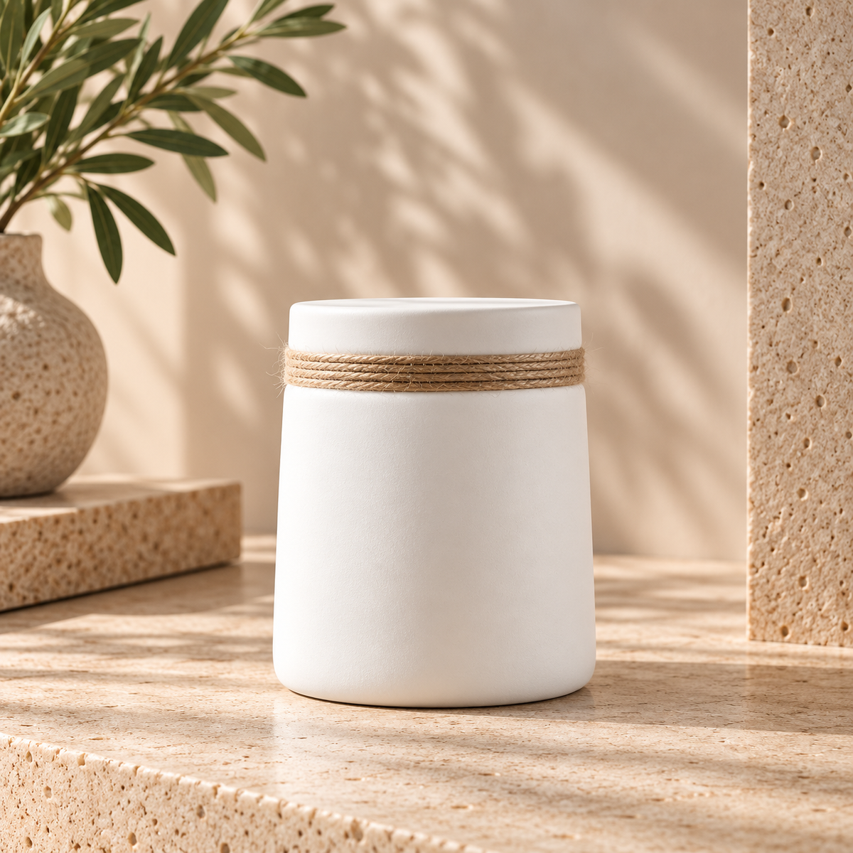 Nordic Ceramic Vase with Rope Detail Hypersku