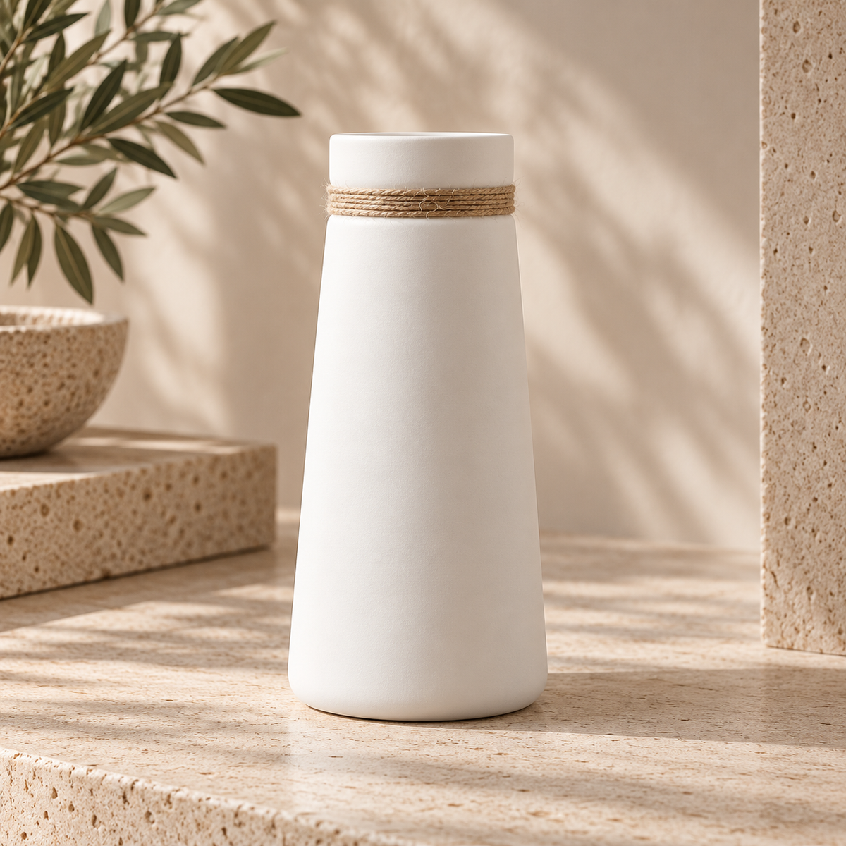 Nordic Ceramic Vase with Rope Detail Hypersku