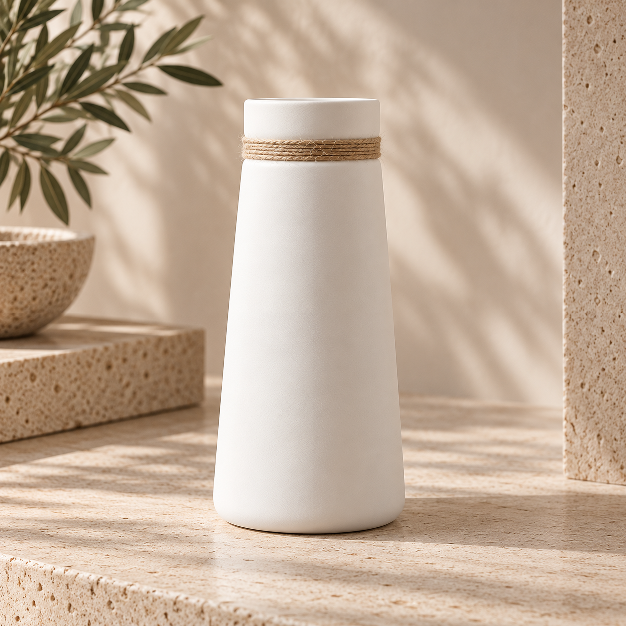 Nordic Ceramic Vase with Rope Detail Hypersku