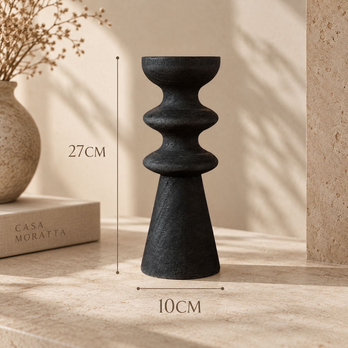 Sculptural Charred Wood Candle Holder
