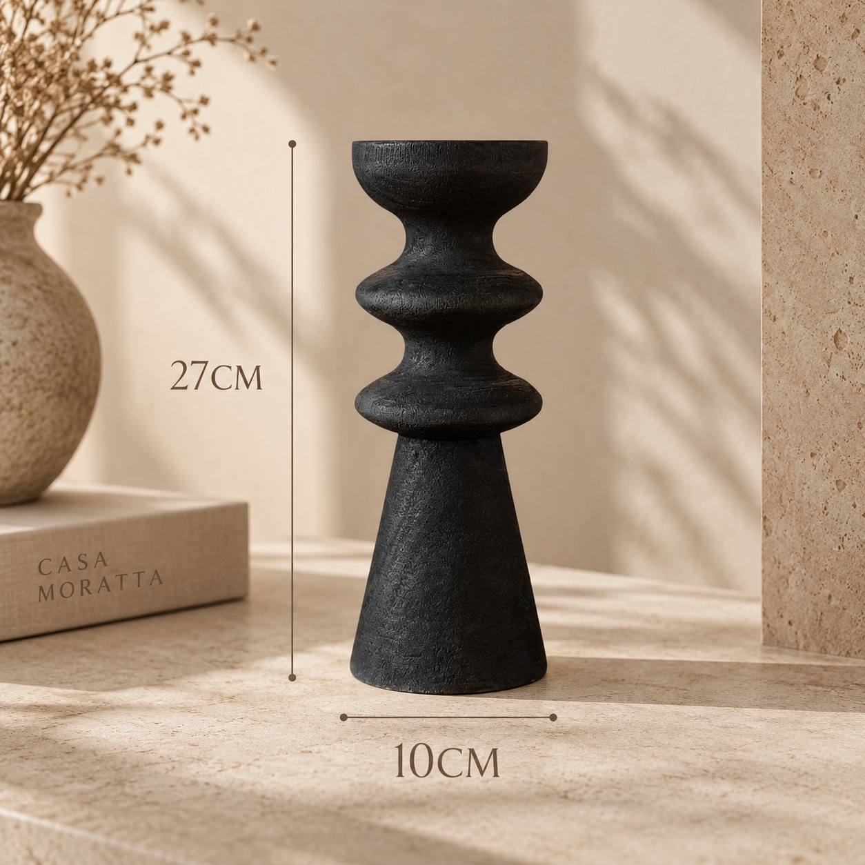 Sculptural Charred Wood Candle Holder Hypersku