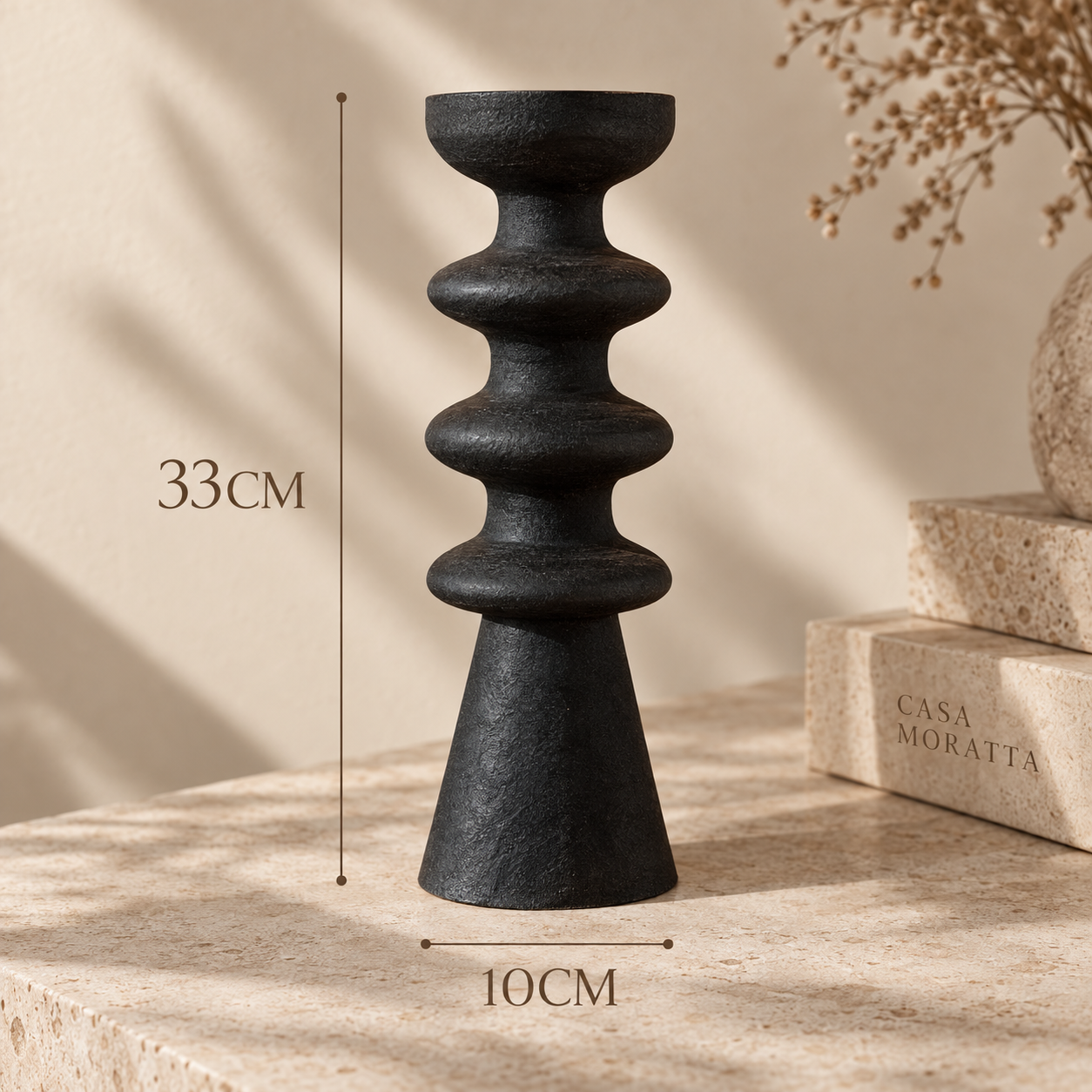 Sculptural Charred Wood Candle Holder Hypersku