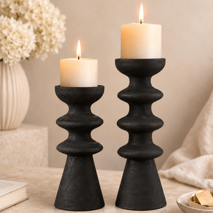 Sculptural Charred Wood Candle Holder