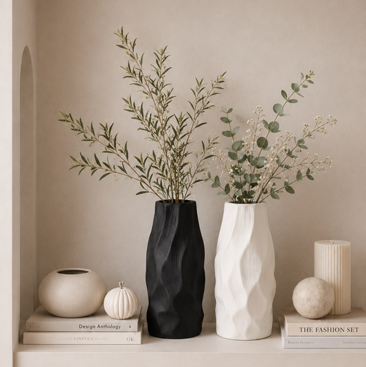 Sculptural Pleated Ceramic Vase Hypersku