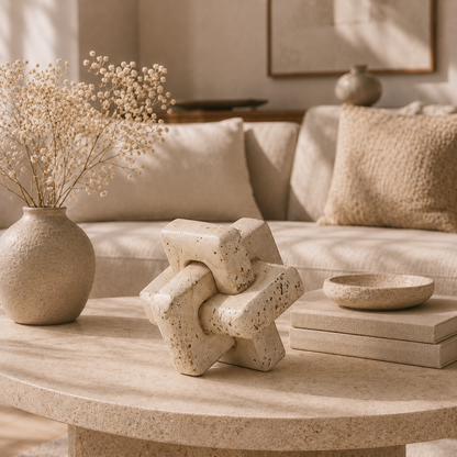 Travertine-Effect Knot Sculpture Hypersku