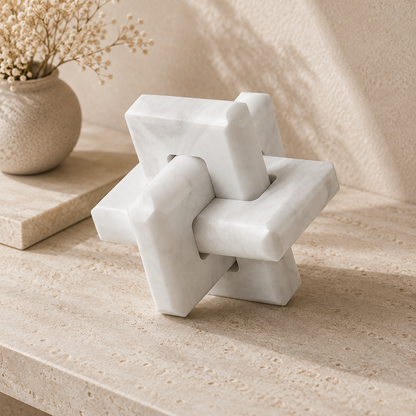 Travertine-Effect Knot Sculpture Hypersku