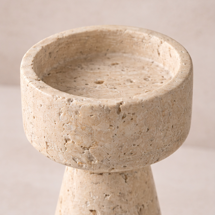 Travertine Taper Candle Holder