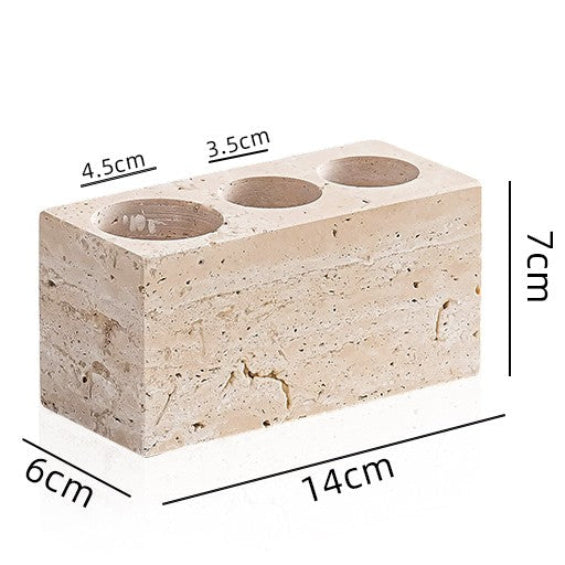 Yellow Travertine Bathroom Toiletry Storage Set Hypersku